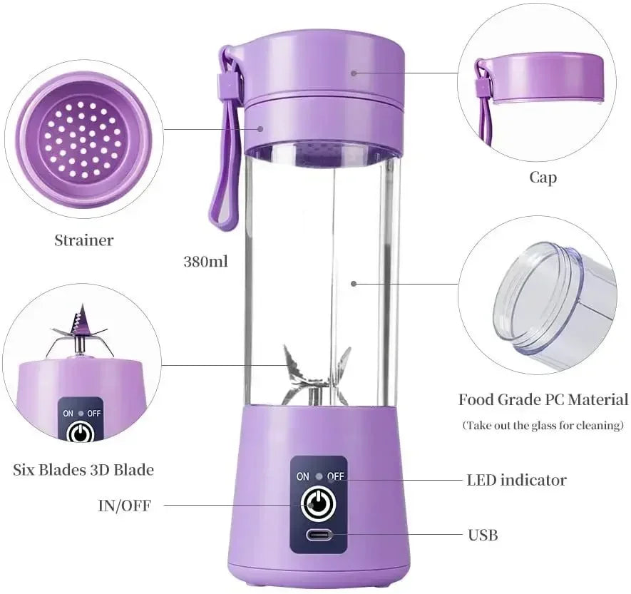 Portable Mini Electric Juicer USB Charging Smoothie Milkshake Maker Automatic Fresh Squeezer Lemon Kitchen Blender Fruit Cup